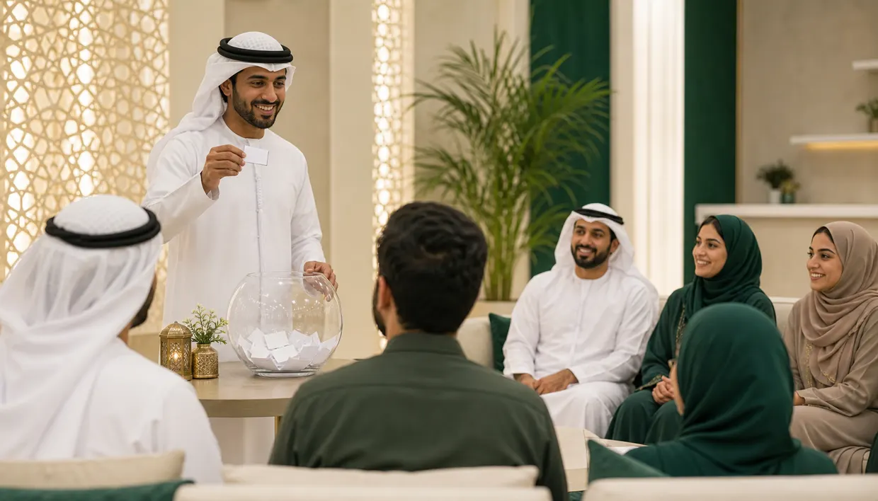 مقدم نشاط اجتماعي يجري اختيارًا عشوائيًا أمام الحاضرين